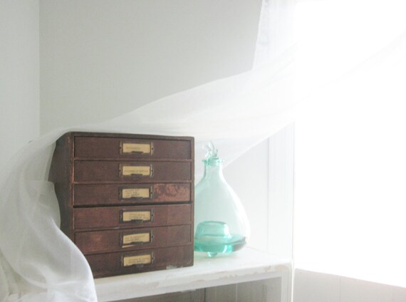 Vintage Card Catalog Catalogue Wood File Cabinet Office Shabby French Beach Cottage Industrial Farmhouse Rustic Decor