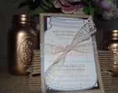 Burlap and Lace Invitations (RSVP postcard & outer envelope included)