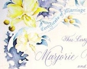 Custom Painted Marriage Certificate Victorian Wedding Style Inscribed Calligraphy Scroll