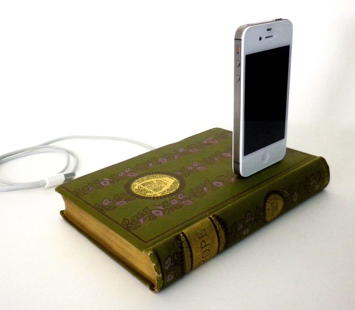 Antique Alexander Pope Poetry Book Charging Dock for iPhone and iPod