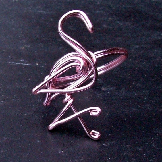 Wire Wrapped Pink Flamingo ring