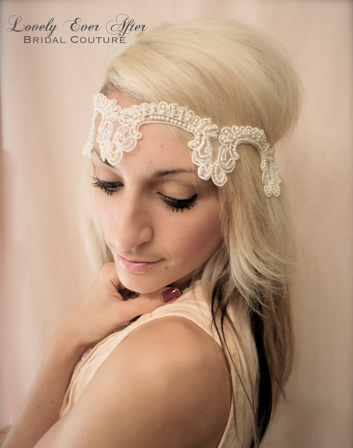 Sweet Empress Inspired Rhinestone Beaded Satin Ribbon Headband