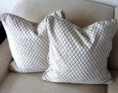 Off-white Cut Velvet Diamond Pattern Pillows