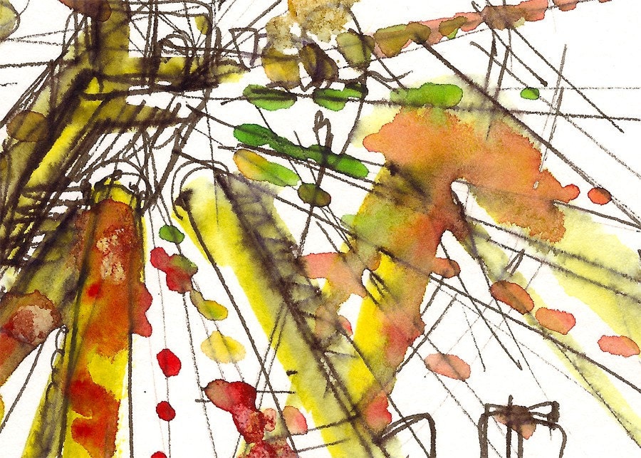 Ferris Wheel Watercolor  Sketch, rainbow carnival summer Sketch - 8x10 fine art print
