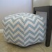 18" Ottoman Pouf Floor Pillow Blue Natural Zig Zag Chevron