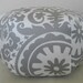 Grey White Suzani Twill 18" Ottoman Pouf Floor Pillow