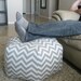24" Ottoman Pouf Floor Pillow Grey White Zig Zag Chevron