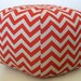 24" Ottoman Pouf Floor Pillow Red Natural Zig Zag Chevron