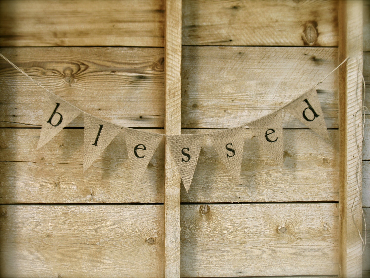 Blessed Meduim sized  Burlap Banner, bunting,wedding photo prop, lowercase lettering,