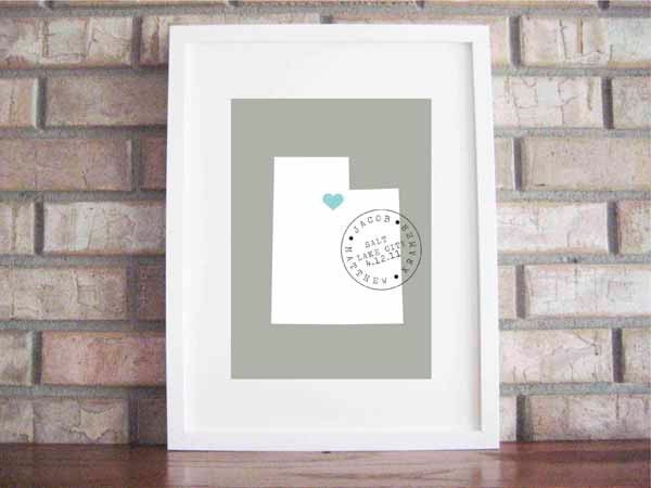Custom Baby or Graduation Map and Stamp 5 x 7