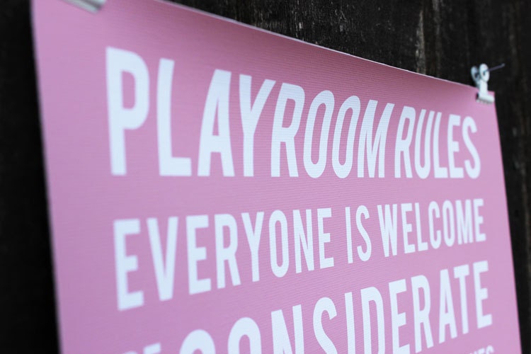 Playroom Rules Subway Art Canvas 12 x 36