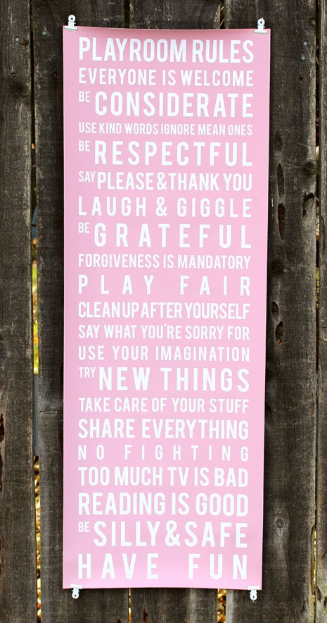 Playroom Rules Subway Art 12 x 36
