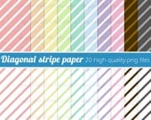 Diagonal Stripe Digital Paper Pack - bright, pastels - great for scrapbooking, cardmarking