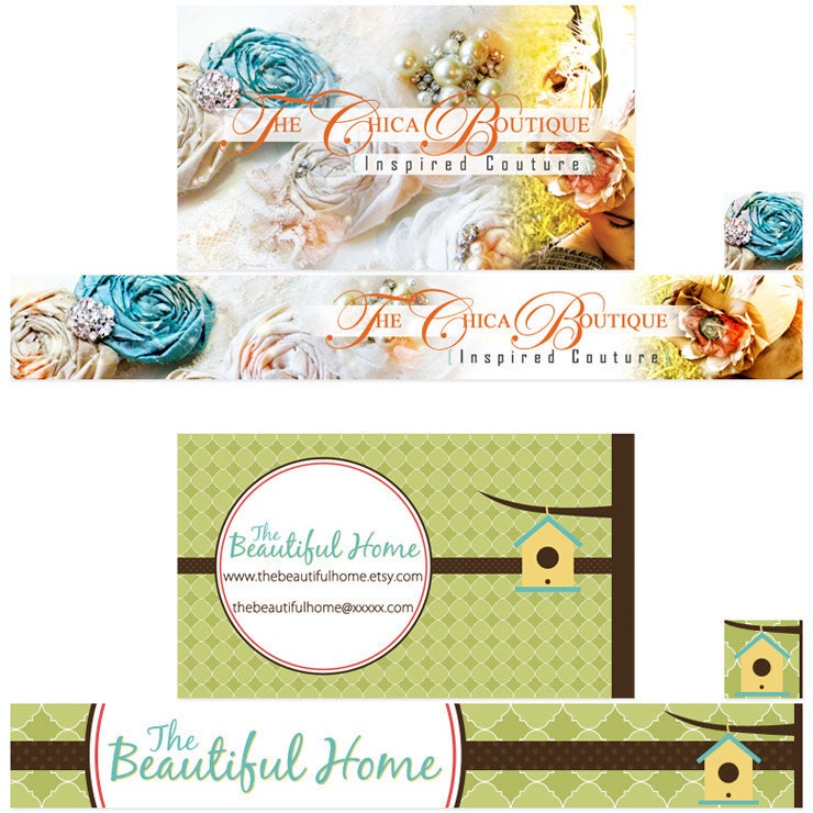 Custom Etsy Banner, Business Card - with matching avatar - original, one-of-a-kind
