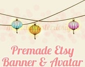 Premade Etsy Banner and Avatar - Lanterns - original, bright