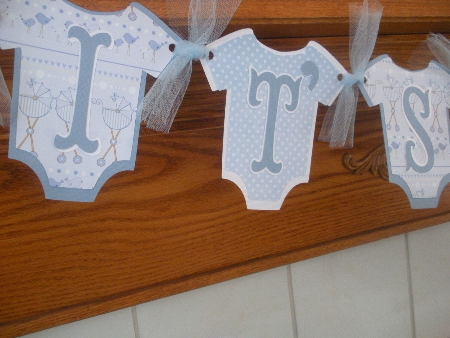 Blue Buggies It's A Boy Baby Shower Welcome Baby Banner Matching Pom Poms Available