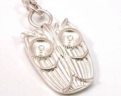 Sterling Silver Owl Pendant - Charm- Handmade