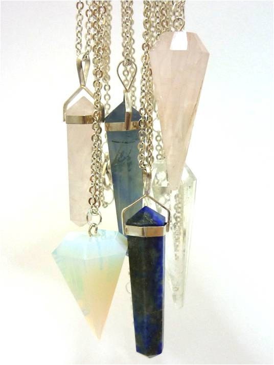 OPAL DIAMOND Faceted Crystal Quartz Point Necklace