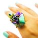Titanium Quartz Rainbow Druzy Ring Aura Crystal Stone Cluster