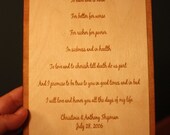 Wooden Wedding Vow Plaque - 5th Anniversary Gift, Wedding Gift