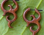 Tribal organic wooden tribal earrings fake gauges ROYAL SAVITASHRI