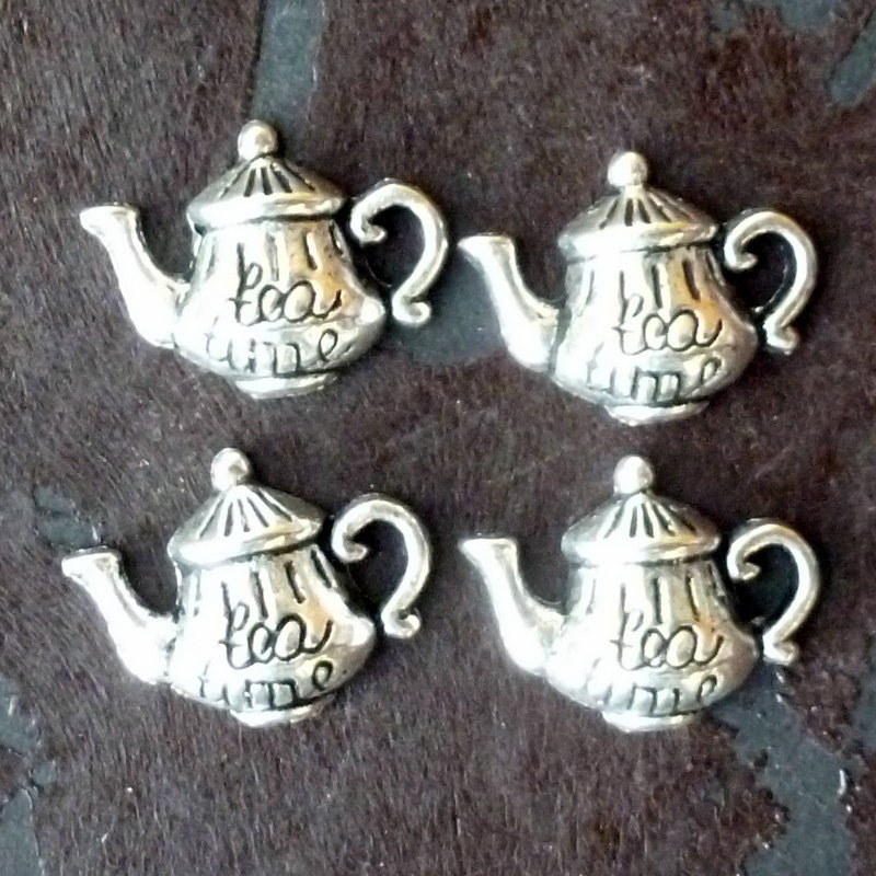 Wholesale Lot 4pcs Steampunk Alice in Wonderland necklace pendant charm tea cup pot tea time party  71  antique silver  jewelry