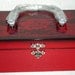 Red and Black medium wooden box purse with rose lace print