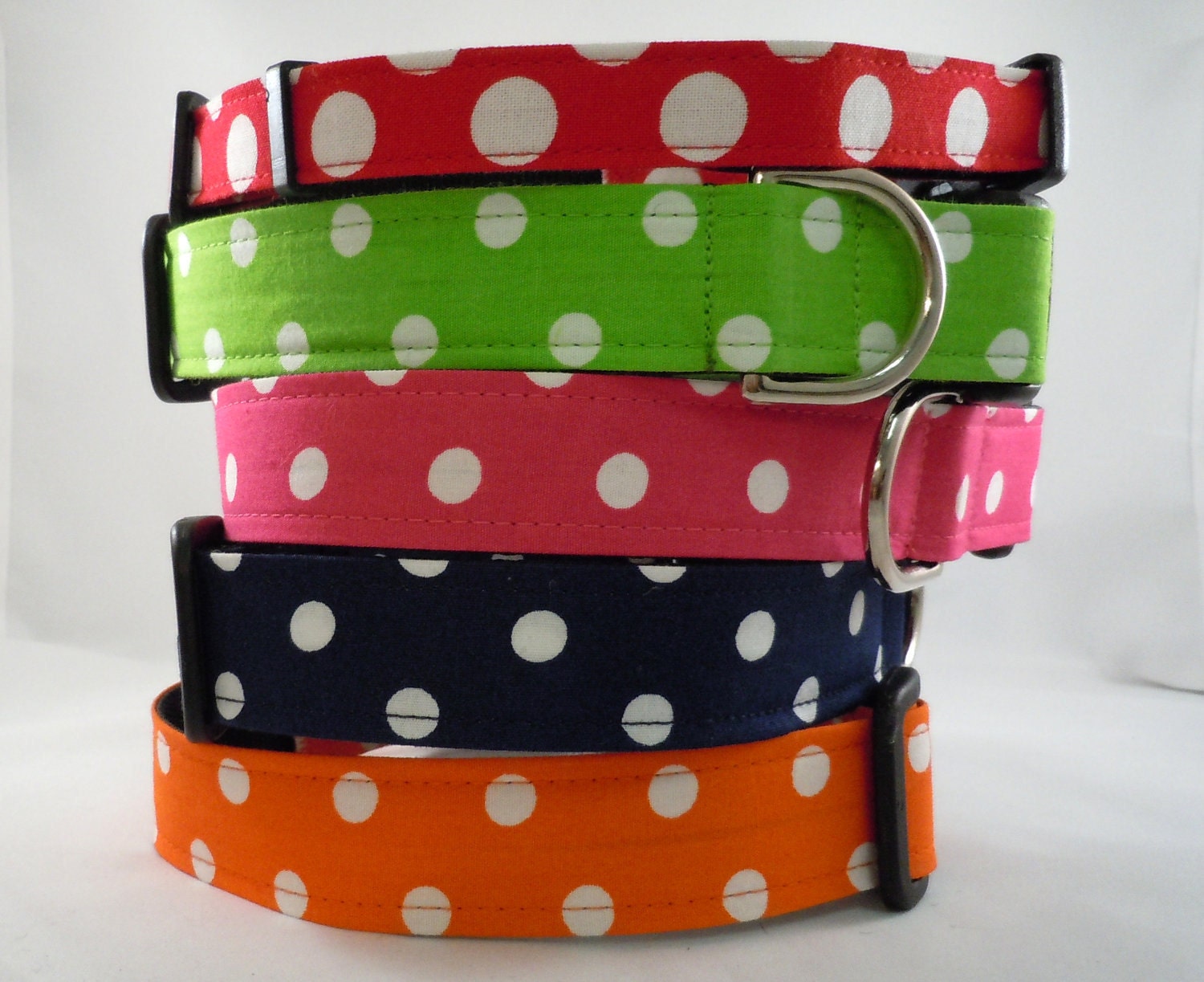 Dog Collar - Dog , Martingale or Cat Collar - All Sizes - Polka Dot