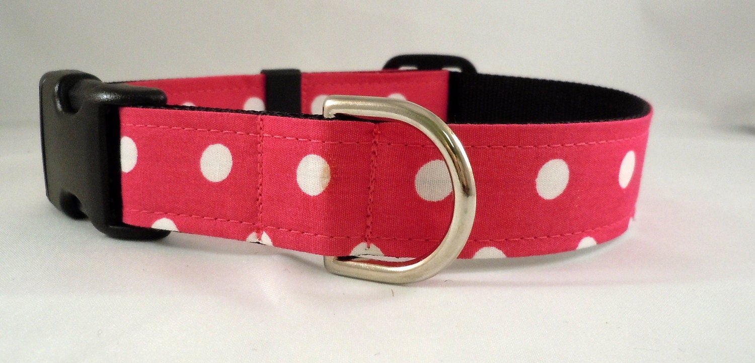 Dog Collar - Dog, Martingale or Cat Collar - All Sizes - Ta Dot in Hot Pink