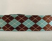 Dog Collar - Dog, Martingale or Cat Collar - All Sizes - Brown and Blue Argyle