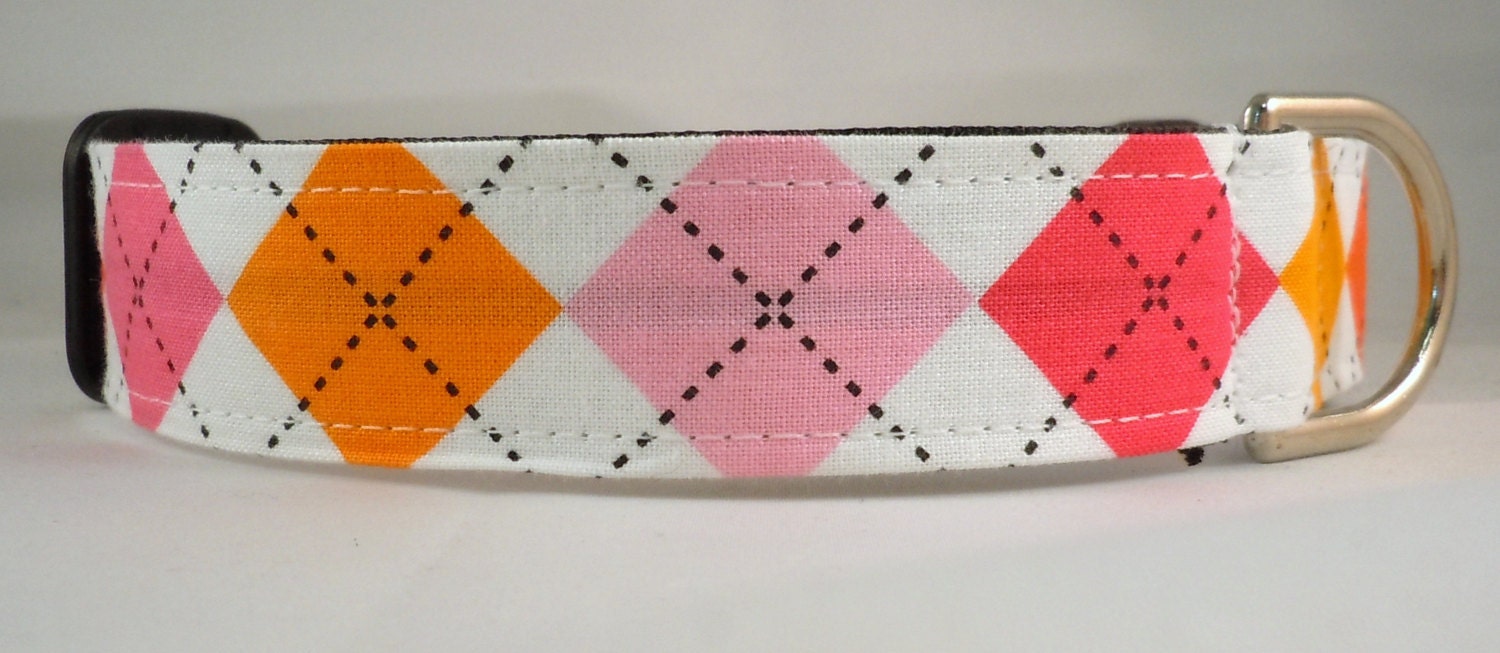 Dog Collar - Dog,  Martingale or Cat Collar - All Sizes -  Garden Argyle