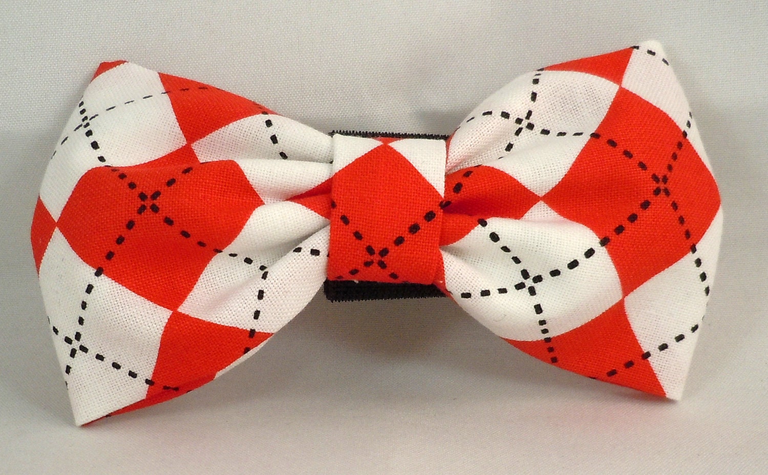 Dog Bow Tie or Flower - Red and White Argyle