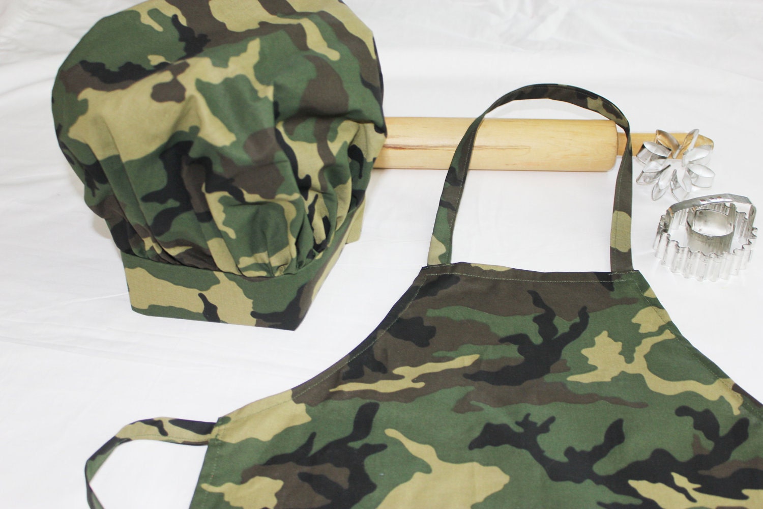 Camouflage Child Apron and Adjustable Chef Hat