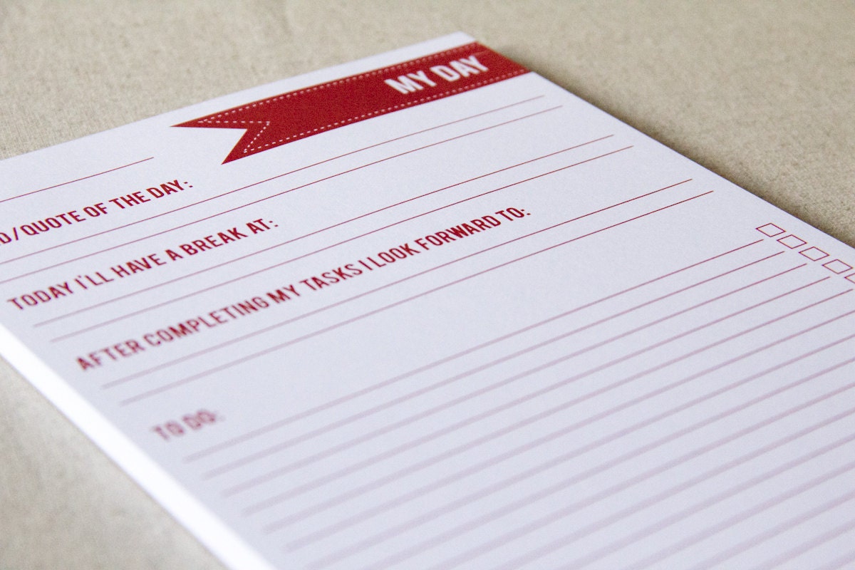 A5 day planner notepad - 50 pages