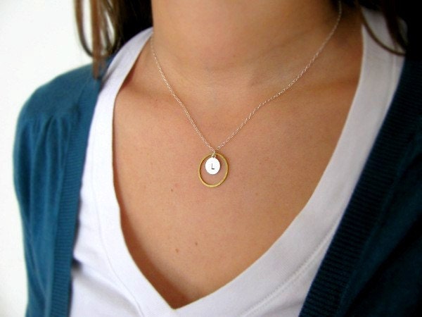 Personalized Bridesmaid Gift - Custom Initial Necklace - Personalized Jewelry - Gifts for Her -  Halo Necklace