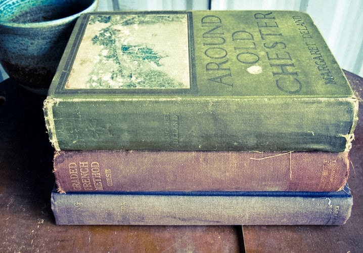 Three Hard Cover Vintage Books Dark Neutrals