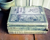 Three Hard Cover Vintage Books Denim Blue