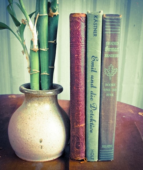 Three Hard Cover Vintage & Antique Books, Slate Green