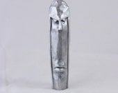 Shiny Hand Carved Wooden Silver Surfer