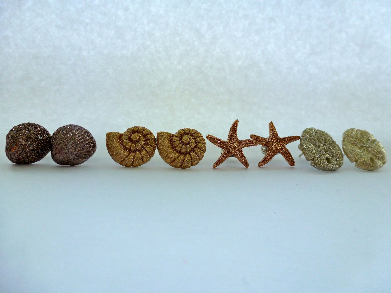 Sand Dollar Stud Earrings: Under the Sea, Sea Creature, Animal Earrings, Button Earrings, Starfish.