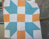 Baby Quilt in blue, gold and white, free shipping