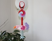 REDUCED-Crocheted Love Bird, Valentines Day Baby bird, bird decoration, heart ornament, baby mobile, Ready to Ship