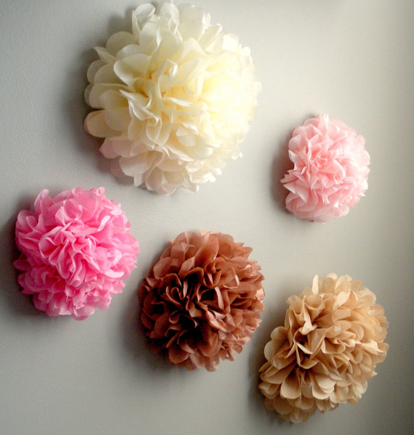 5 Tissue Paper Pom Pom Wall Flowers...choose your colors...nursery wall decor