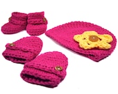 60% Off  Baby Hat Mitts Booties Set FREE SHIPPING