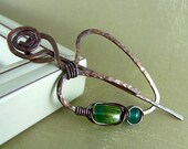 Copper Heart Pin Wire Wrapped Jewelry Shawl Pin Fibula Copper Brooch