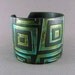 Silver Cuff Bracelet Polymer Clay Jewelry Verdigris Patina Turquoise Cuff Urban Industrial Wide Cuff Hand Stamped