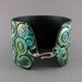 Silver Cuff Bracelet Polymer Clay Jewelry Teal Cuff Turquoise Cuff Urban Industrial Wide Cuff Hand Stamped