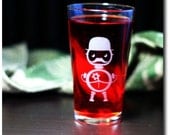 Etched Mustache Robot Pint Glass