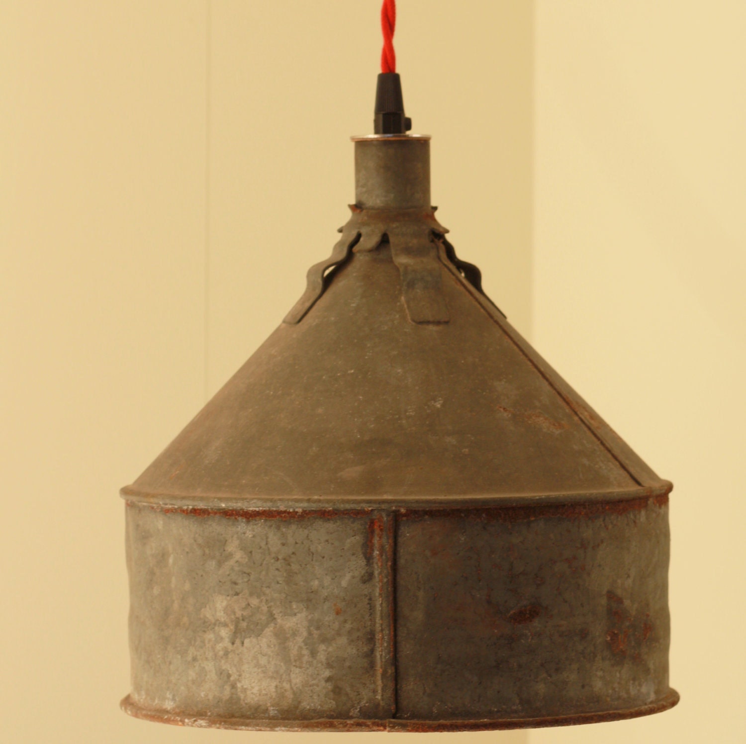 RESERVED for Jacquidowd - Rustic Lighting with Vintage Rustic Funnel Shade - Pendant