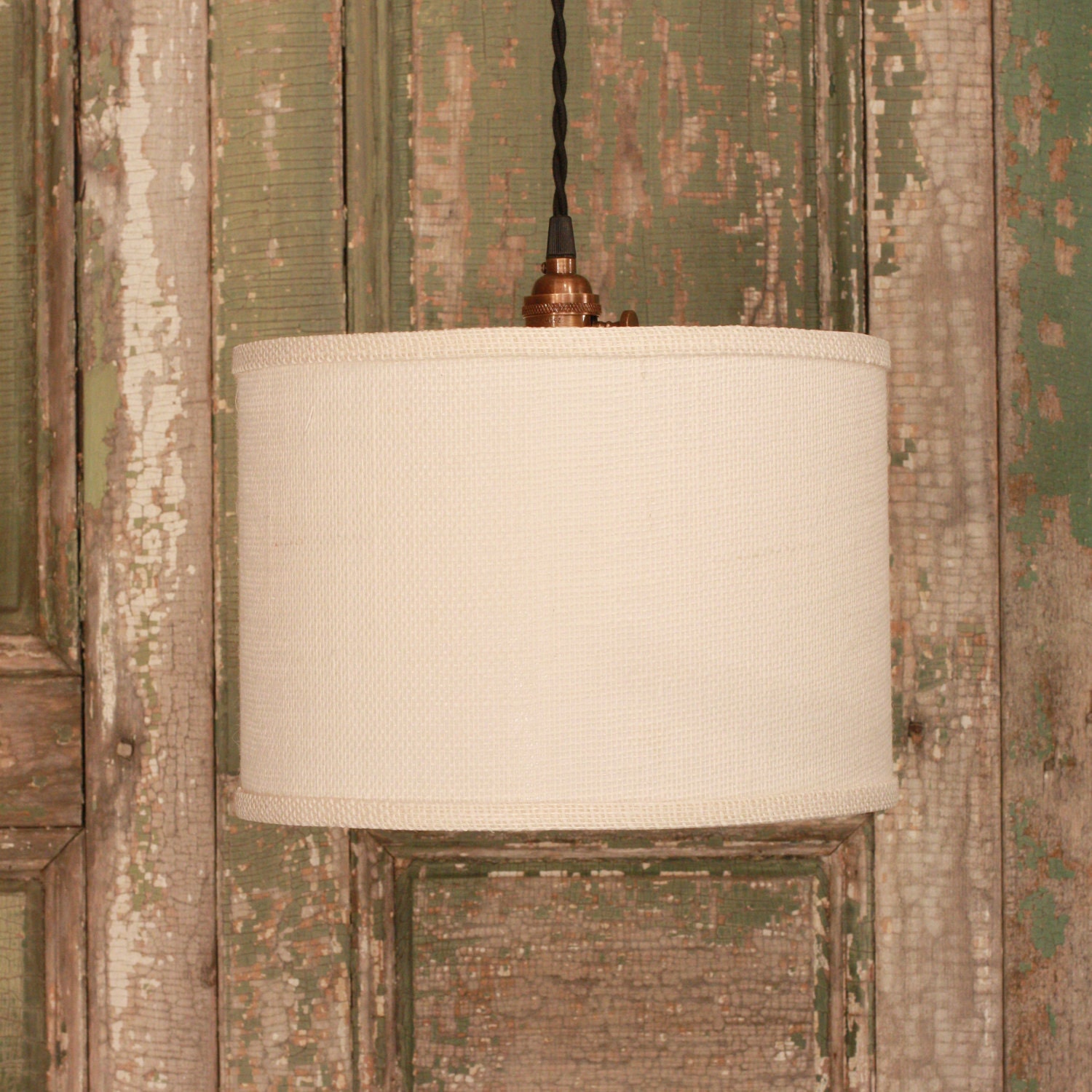 Burlap Shade Lighting With Light Burlap Fabric Drum Shade